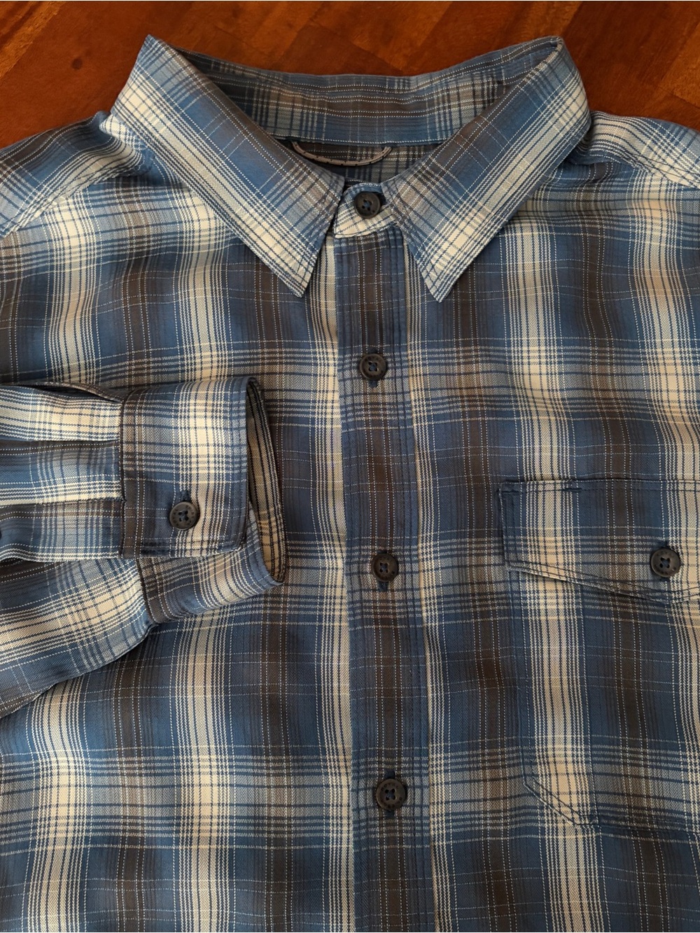 Royal Robbins Blue Plaid Long Sleeve Outdoor Hiking Button Up Shirt